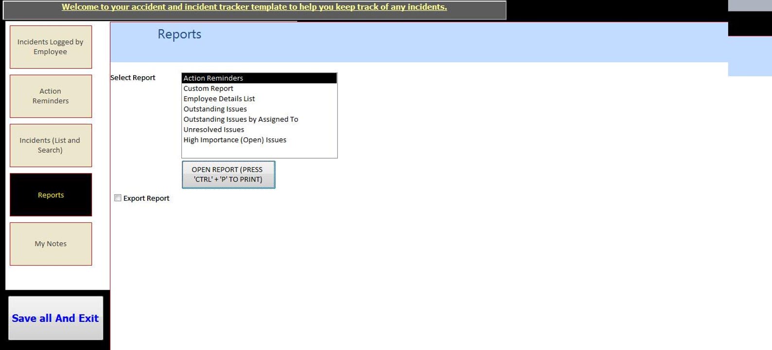 MS Access Incident Tracker Database | Accident and Incident Management ...