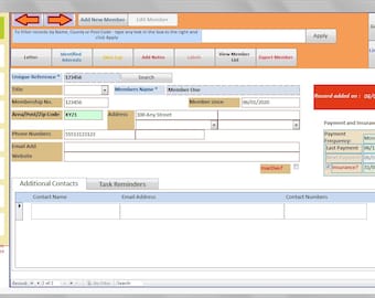 Club / Membership Manager MS-Access database template. Helps to keep track of your members