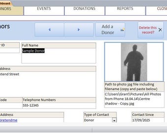 MS Access Donor and Volunteer Starter Template: Setup your donor and volunteer contact database using this customizable MS Access template