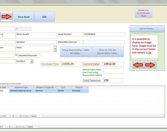 Asset Manager Database: Track Expenses, MS Access Template