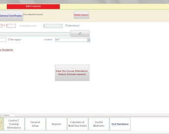 Student academics training template. Track your student courses and training expiry dates | MS Access database (2010 or later) template