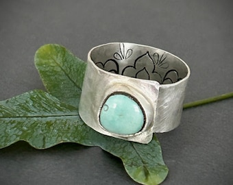 Turquoise Ring |Sterling Ring | Gemstone Ring  | Handmade Ring | Rustic Ring | Wrap Ring | One of a Kind Ring
