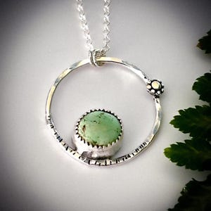 Turquoise Circle Necklace | Sterling Necklace | Artisan Necklace | Southwest Necklace  | Boho Necklace | Statement Necklace