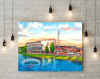 City Ground Stadium 'Going to the Match' Fine Art Canvas Print - Nottingham Forest Football Club