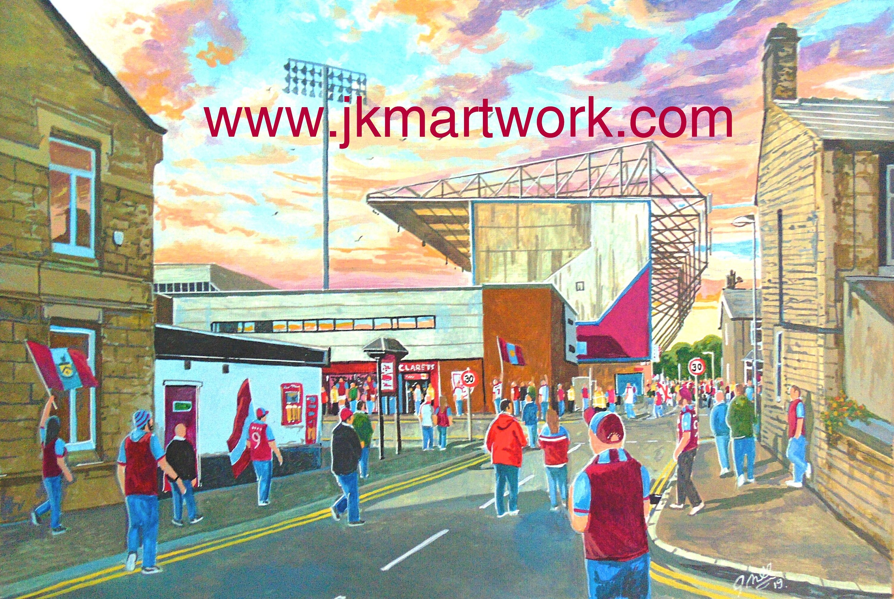 Burnley Football Club Turf Moor Stadium 'The Longside' Fine Art A3