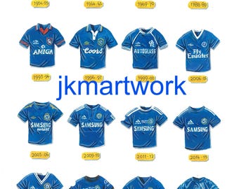 Chelsea FC Retro Art Football Shirts T-Shirt
