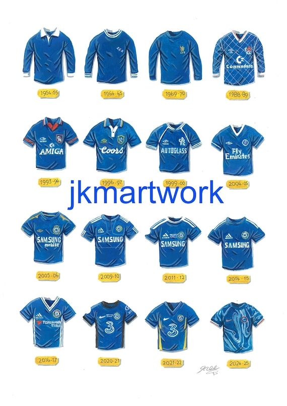 Chelsea FC Retro Art Football Shirts T-shirt - Etsy