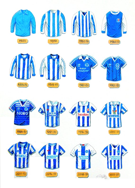 Brighton & Hove Albion FC Retro Football Shirts T-shirt - Etsy