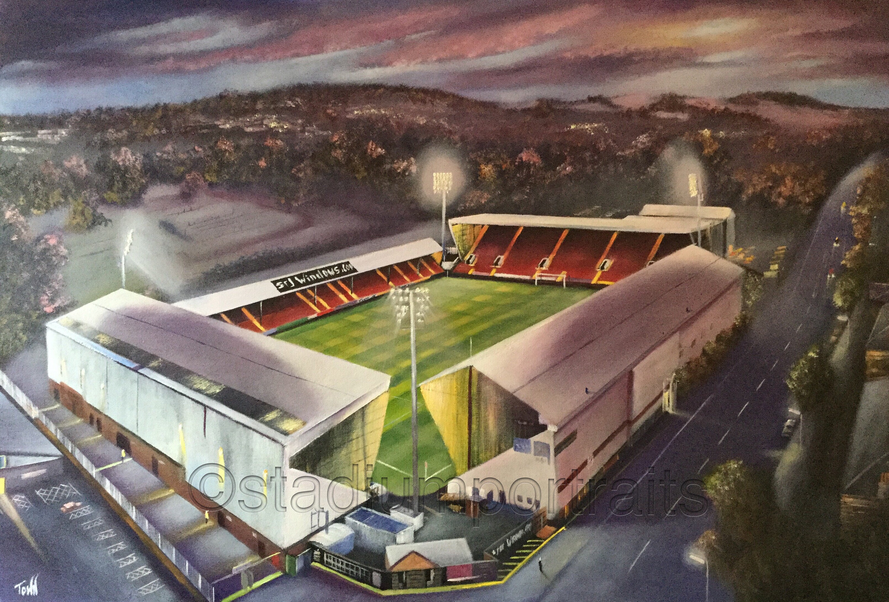 East End Park Stadium 'Under Lights' Fine Art A3 Print Etsy