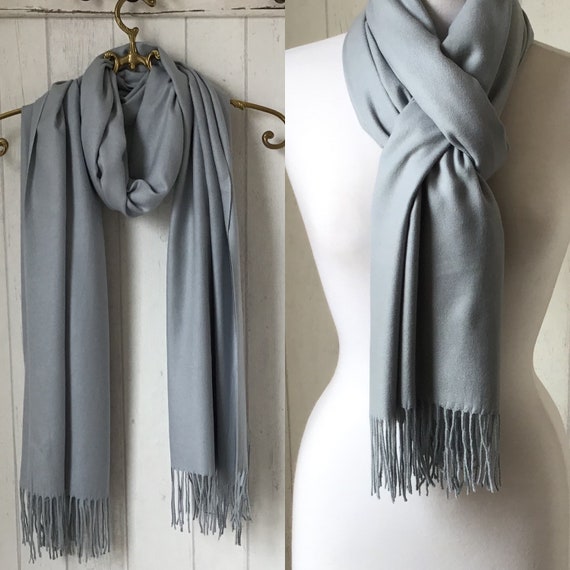 Pashmina de lana gris plateada / gris / envoltura gris - Etsy México