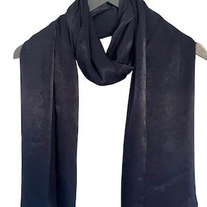 Navy Blue Silk Scarf, Wrap, Silk Sheen Scarf Silk Blue Scarves, Silk Scarf,  Blue  100% Silk Scarf, Extra Wide Silk Scarf, Navy Silk Scarf