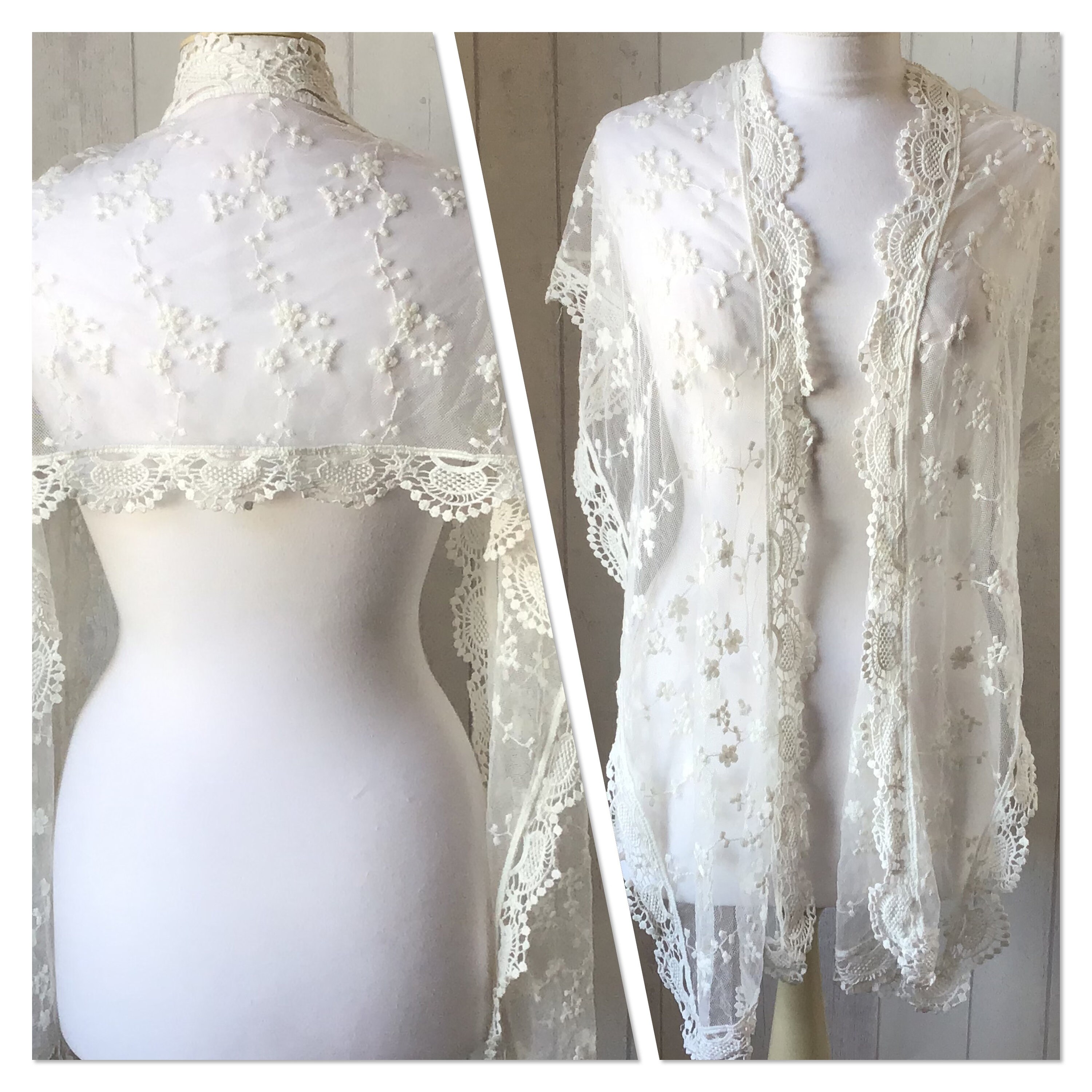 WHITE LACE SCARF Vintage Style Lace Scarf / White Lace Scarf | Etsy