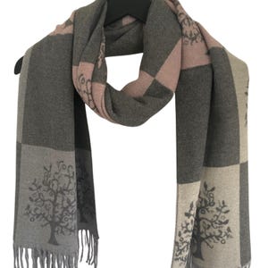 Tree of Life Large squares pattern Tree of Life  Scarf, Blanket Pink Tree of Life Scarf, Pink Grey Tree of Life Scarf,  Scarf Gift, Scarves