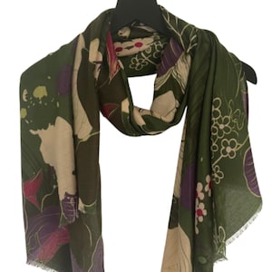 Green Scarf Olive Green Scarves Multicolour Scarf Autumn Winter artistic Scarf Birthday Gift