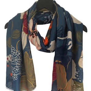 Blue Scarf Scarves Multicolour Scarf Autumn Winter artistic Scarf Birthday Gift