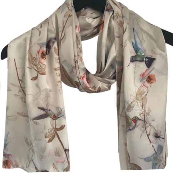 Cream Bird Silky Scarf   A Rare Bird red cream scarf – Felecia Bella main image 4