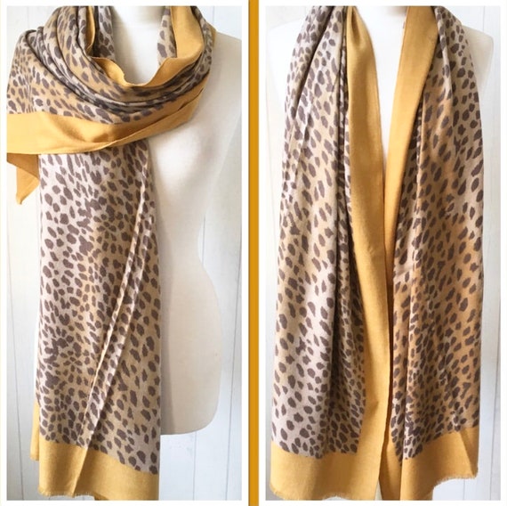 Mustard Animal Print Scarf Mustard Animal Print Pashmina