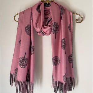 PINK GREY Tree of Life - Reversible Tree of Life  Scarf / Pink Tree of Life  / Cerise Pink Grey Tree of Life Scarf / Scarf Gift / Scarves