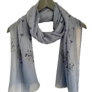 Blue Hearts Dandelions Scarf, Blue Dandelion Scarf Dandelion, Blue Hearts Scarf, Dandelions Gift, New Season Scarf, Festival, Boho