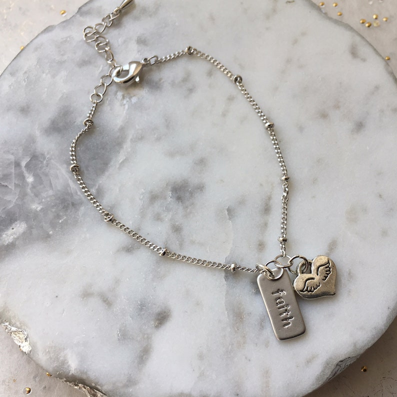 Faith Bar Bracelet Angel Bracelet Faith Angel Bracelet Angels Silver Faith Bracelet Birthdays Bridesmaids Choose A Giftcard AG0023