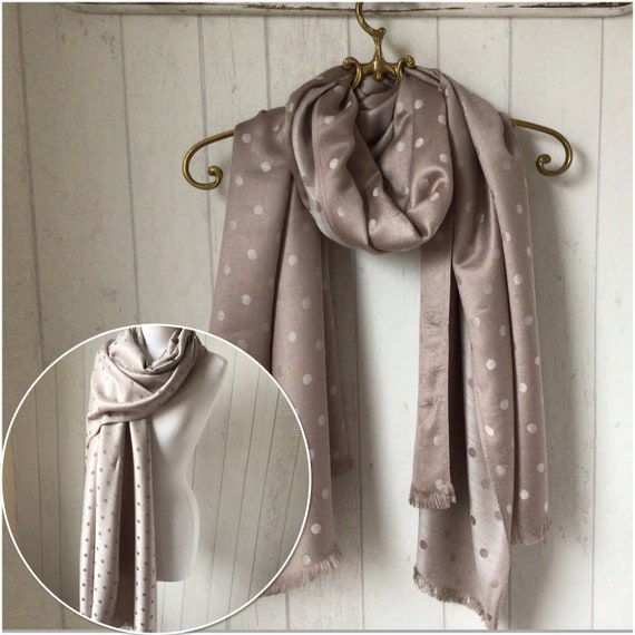 Spotty Brown and tan reversible pashmina scarf scarves shawl wrap present gift Spotty Brown and tan reversible pashmina scarf scarves shawl wrap present gift