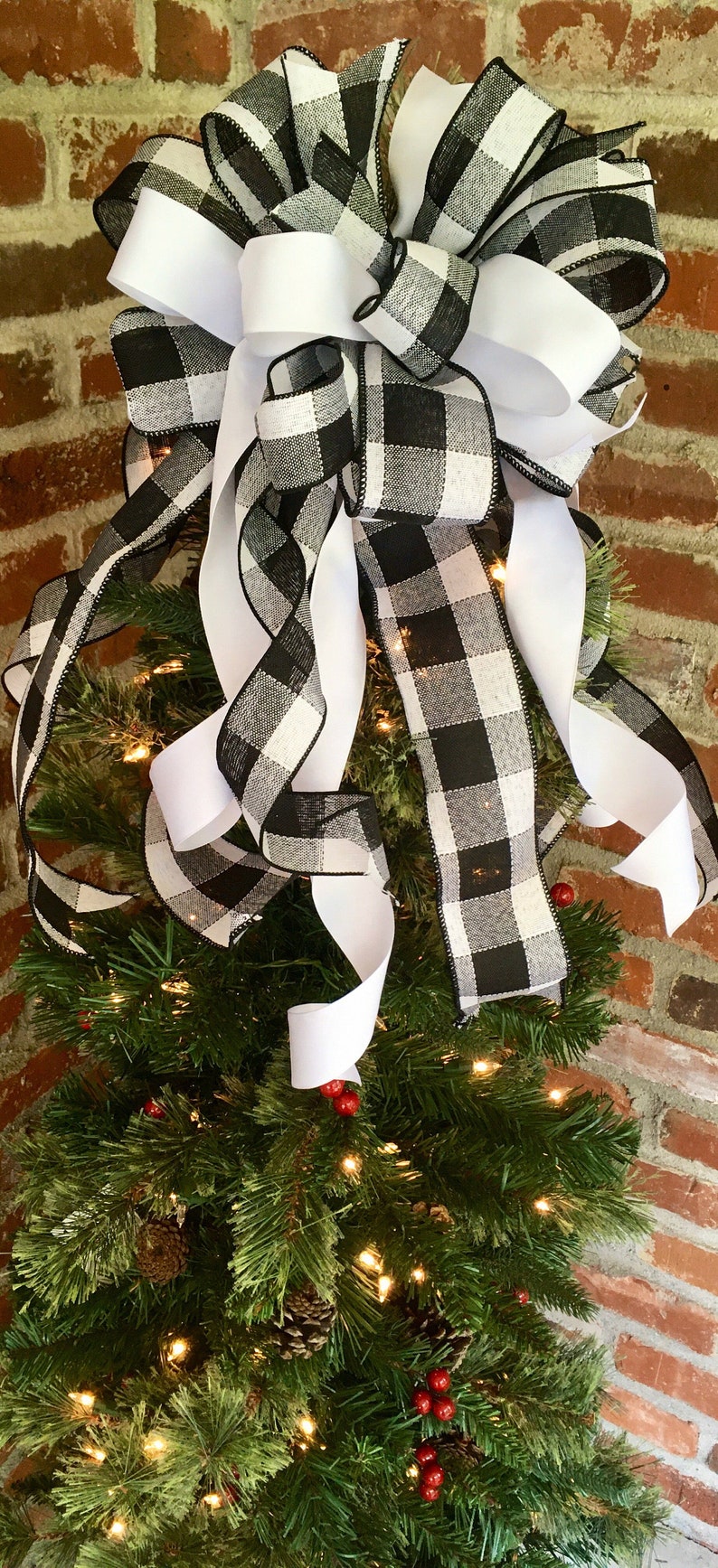Buffalo Plaid Christmas Tree Topper Buffalo plaid Christmas Etsy