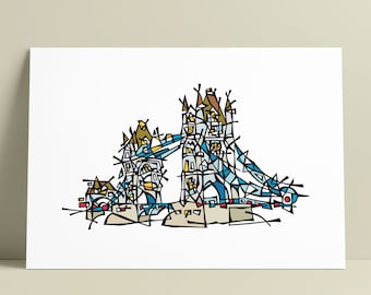 London Tower Bridge Illustration Art Wall Decoration