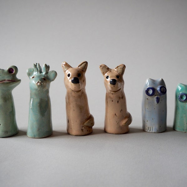 SMALL FOREST ANIMALS, Stoneware Ceramics, Tiny Ceramic Figurines, Small Moose,Fox,Frog,Owl Sculpture,  Collectable Ceramics, Animal Statue