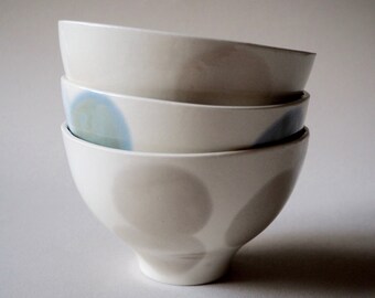 DOTTED PORCELAIN BOWL -serving bowl,porridge bowl , ceramic bowl ,dotted  bowl  contemporary ceramics , nordic design,handmade