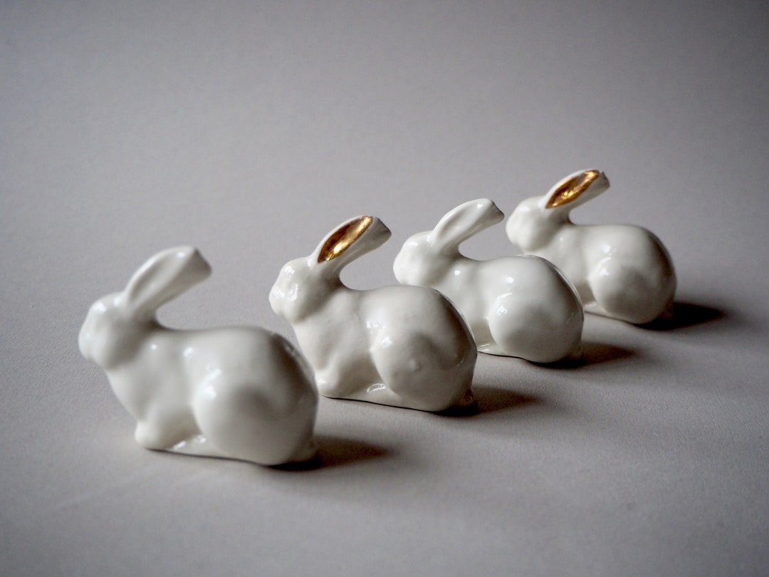 SMALL BUNNY FIGURINE Porcelain Sculpture Tiny Ceramic Etsy UK