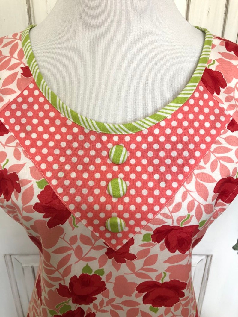 Red and pink floral apron