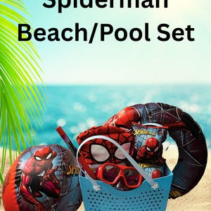 Spiderman Kids Beach Set, Hooded Towel, Float, Tumbler