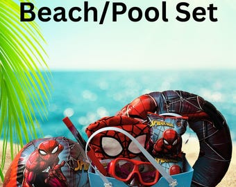Spiderman Kids Beach Set, Hooded Towel, Float, Tumbler