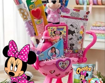 Minnie Mouse Gift Basket for Girls | Kids Gift Set with Toys & Activities | Birthday Gift for Girls | Toddler Gift Basket | Minnie Theme Gif