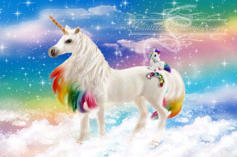 Rainbow Baby Unicorn Digital Background Backdrop Photography Etsy UK