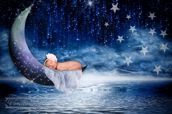 photography backdrop Moon and stars digital backdrop for newborn photography digital backdrop background
