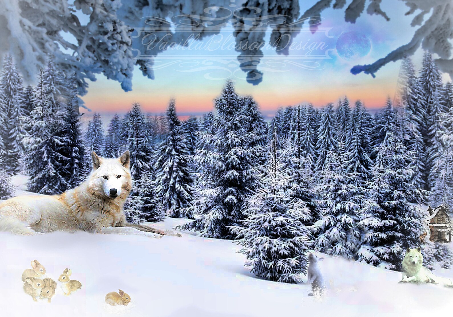 Winter Wolf Wolves Christmas Digital Backdrop Background - Etsy Canada