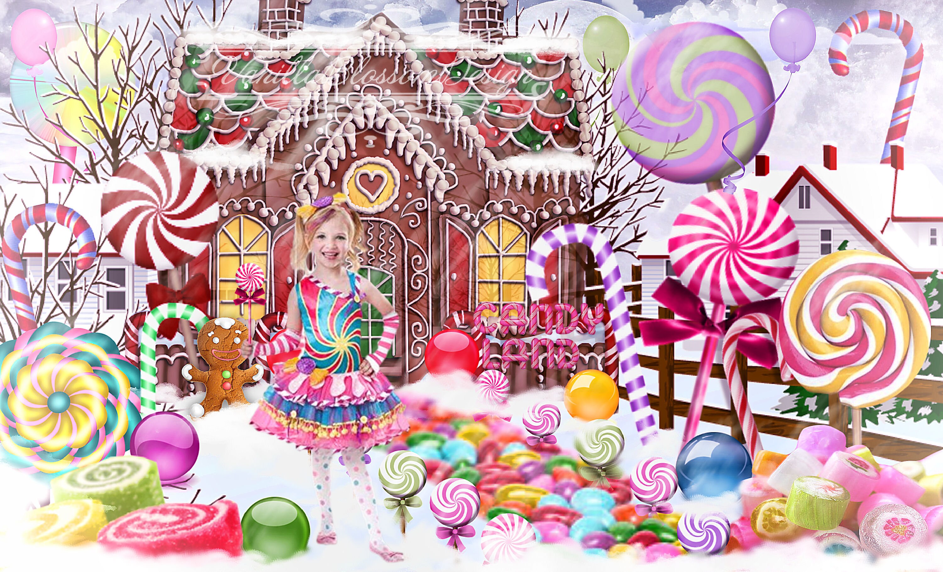 Christmas digital backdrop background Candyland sweets candy | Etsy