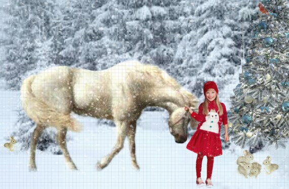 Immagini Di Natale Con Cavalli.Sfondo Natale Digitale Con Cavallo Natale Alberi Cardinale Etsy