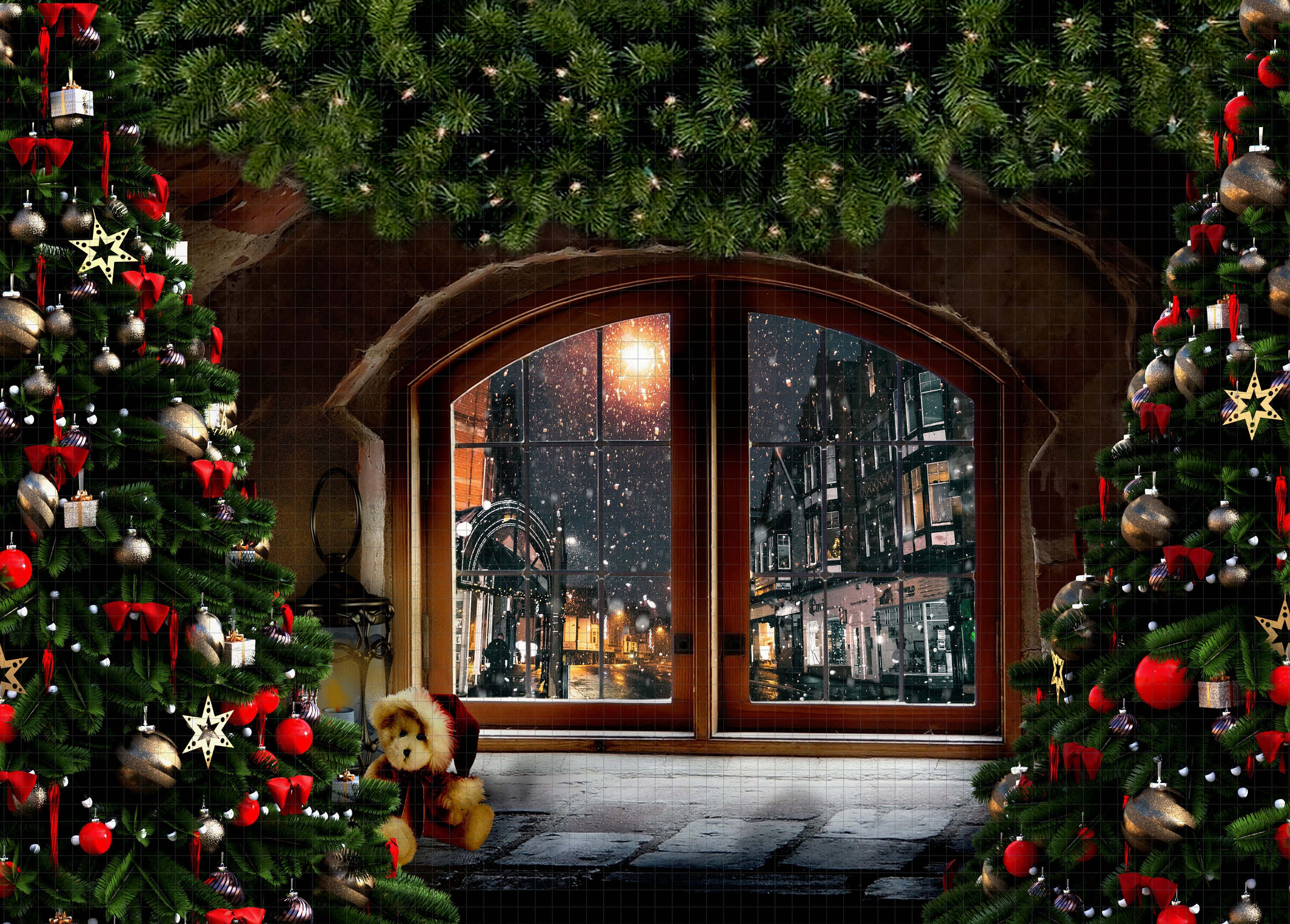Christmas Window Digital Background Digital Backdrop With - Etsy
