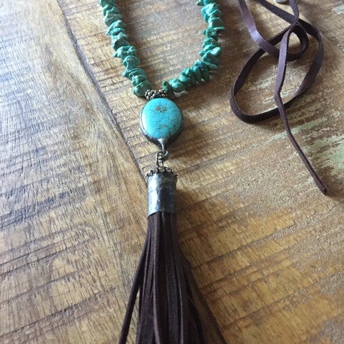 Turquoise selling Nugget Necklace with Tassel - Southwestern Love