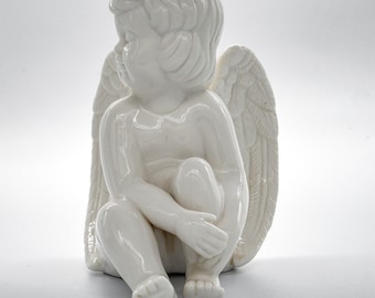 Vintage Ceramic Angel Figurine  - Weighs 555g! | Angel Number 555 | Cherub Statue