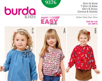 Burda Patr/ón 9376 Kids Camiseta y Vestido