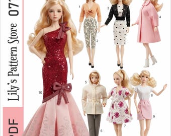 Fashion Doll Sewing Pattern PDF | Vintage 11.5" Doll Clothes Patterns | Printable Pattern Bundle | Ebook PDF Digital Instant Download | 0711