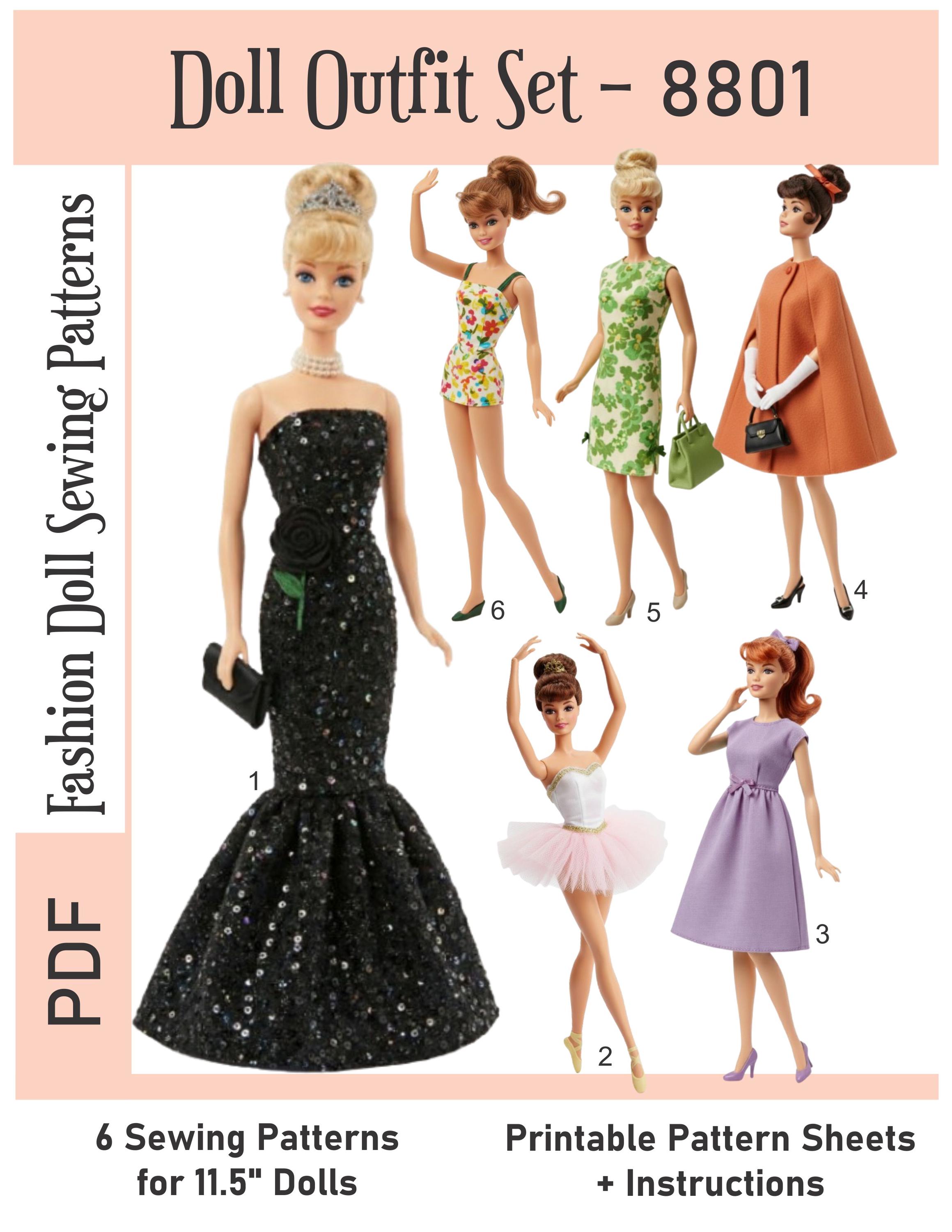 Fashion Doll Sewing Pattern PDF | Vintage 11.5" Doll Clothes Patterns ...