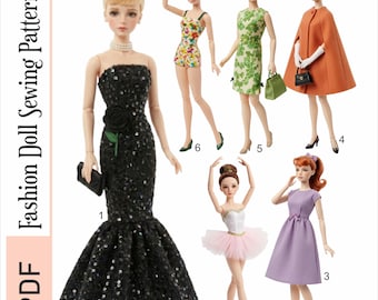 Fashion Doll Sewing Pattern PDF | Vintage 11.5" Doll Clothes Patterns | Printable Pattern Bundle | Ebook PDF Digital Instant Download | 8801