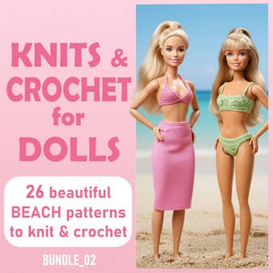 26 Patrones de Tejido para Muñecas / Libro de Tejido y Crochet en PDF / Patrones de Conjuntos Vintage de Verano para Muñecas / Descarga Digital Instantánea de Patrones en PDF