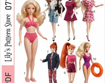 Fashion Doll Sewing Pattern PDF | Vintage 11.5" Doll Clothes Patterns | Printable Pattern Bundle | Ebook PDF Digital Instant Download | 0712