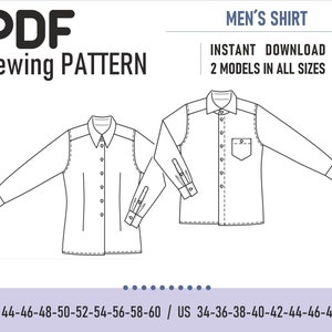 PDF Sewing Pattern // Mens Shirt // 2in1 // Size 44-60 / 34-50 | Etsy