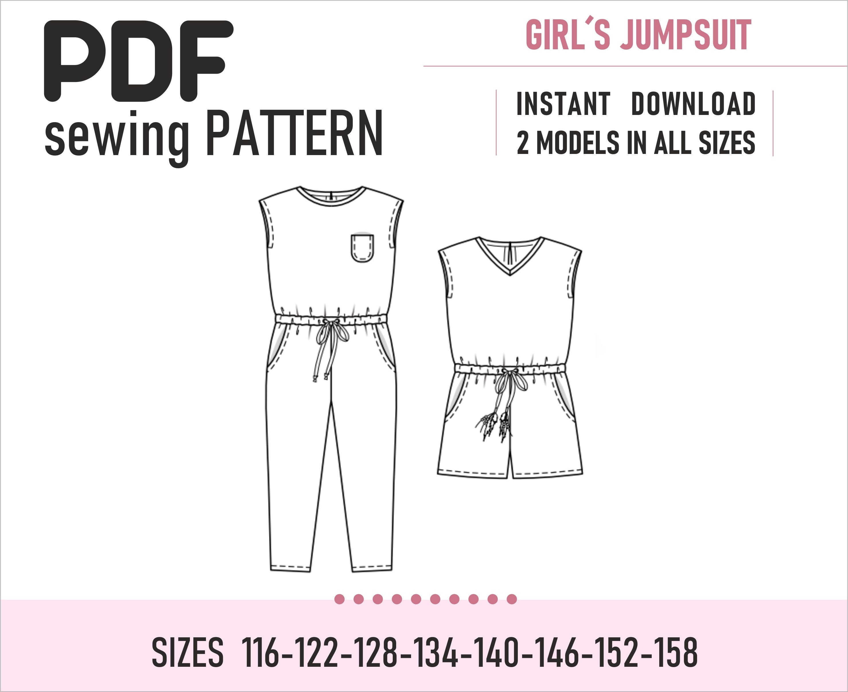 PDF sewing pattern / Girls Jumpsuit / Pattern Overall // Size Etsy